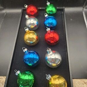 Vintage‎ HD Holly Set Of 10 Multicolor Mercury Glass Christmas Ornaments